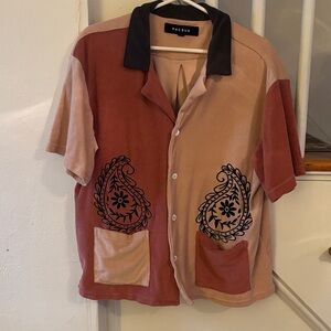 PacSun Men's Pink and Tan Casual Shirt